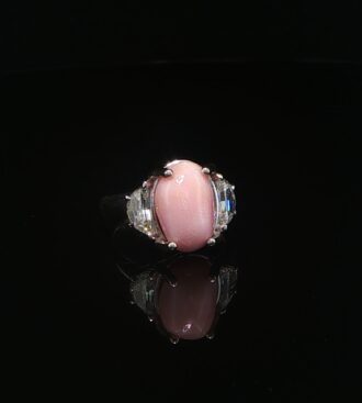 Conch Pearl & Half Moon Diamond Ring
