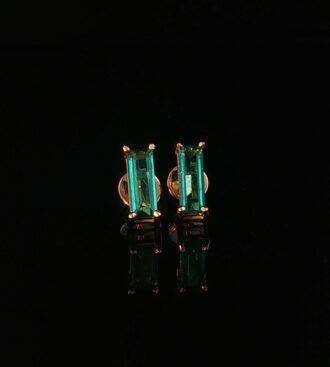 Long emerald cut stud earrings