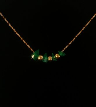 Rough Colombian emerald necklace & chain