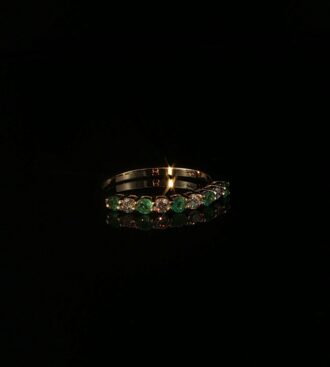 9 stone emerald & diamond wedding band