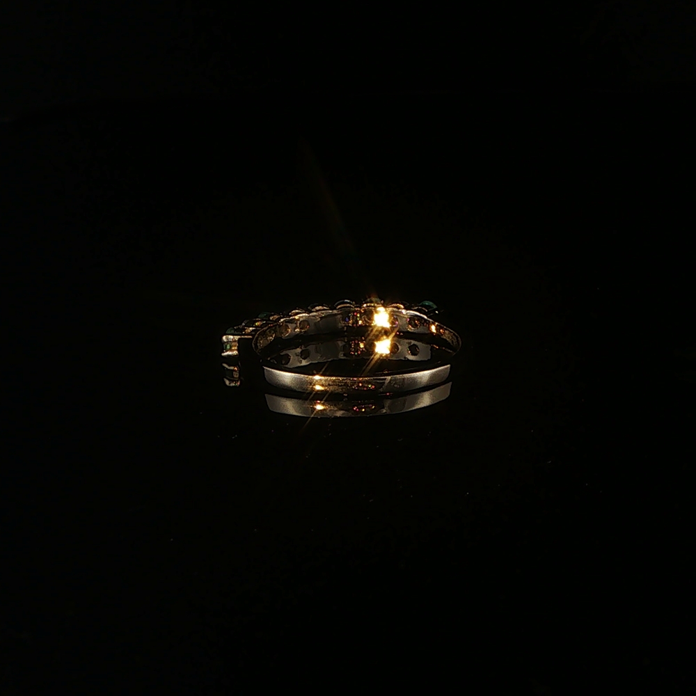 9 stone emerald & diamond wedding band - Image 4