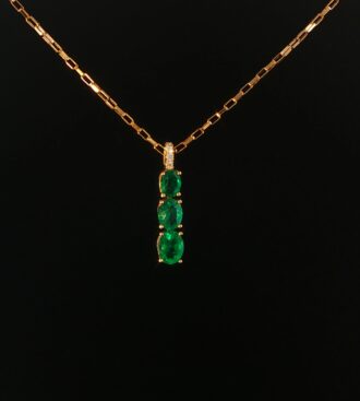 Emerald & diamond 3 stone pendant