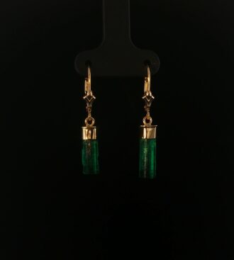 Terminated emerald dangle earrings
